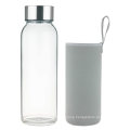 Glass Water Bottle 500ml, Sports Reusable Borosilicate Glass Leak Proof Drinking Bottle with Cloth Sleeve and Stainless Steel Lid for Home Office Yoga Gym H